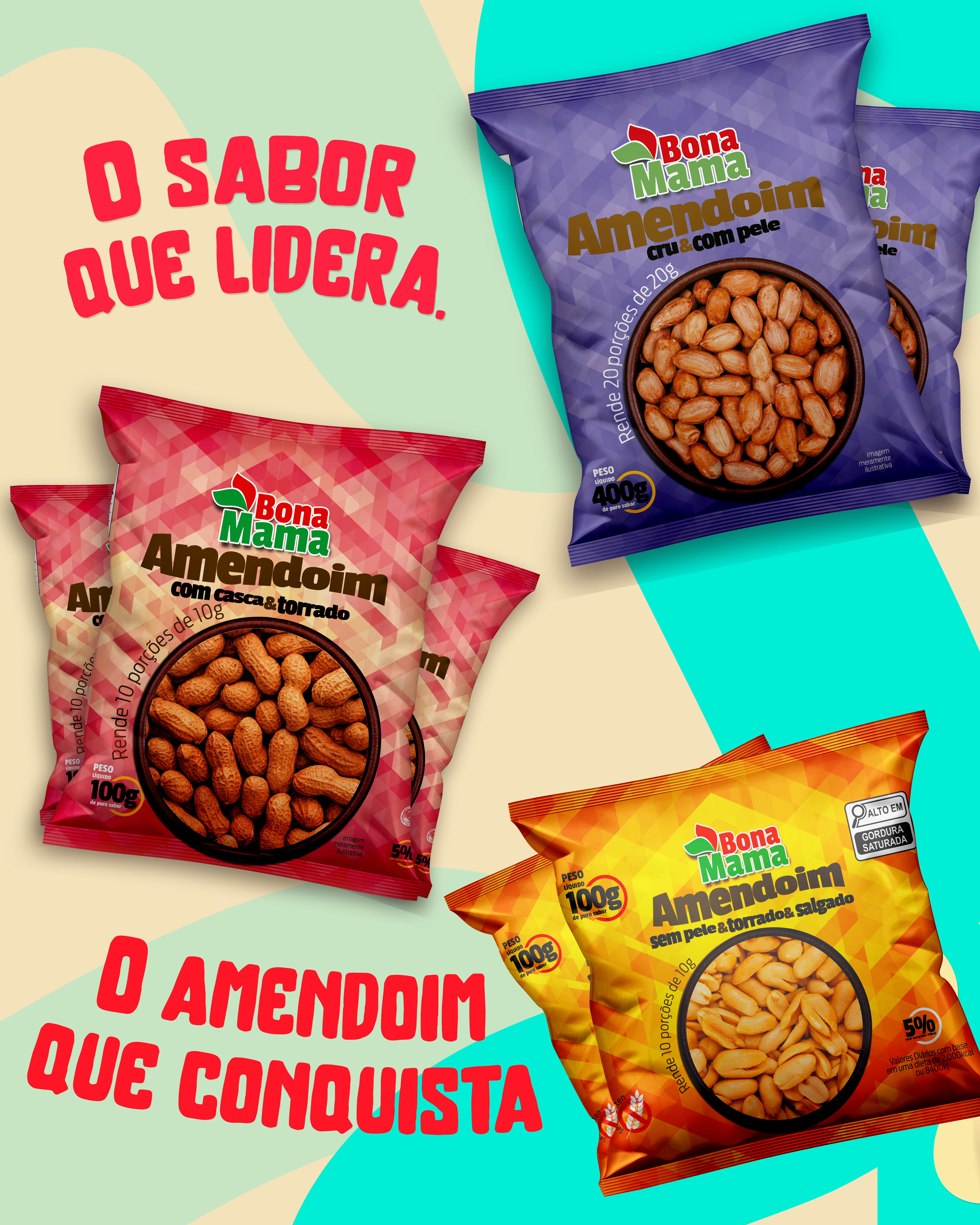 Banner: O sabor que lidera. O amendoim que conquista.
